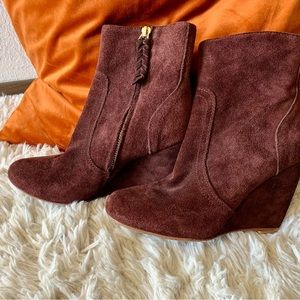 Dark Brown/Burgundy Suede Jolie Skinny Wedge